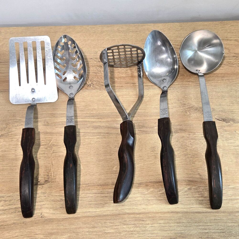 CUTCO 5 Pc Brown Classic Kitchen Serving Utensil Tool Set‎ 12 13 14 15 16 spoons